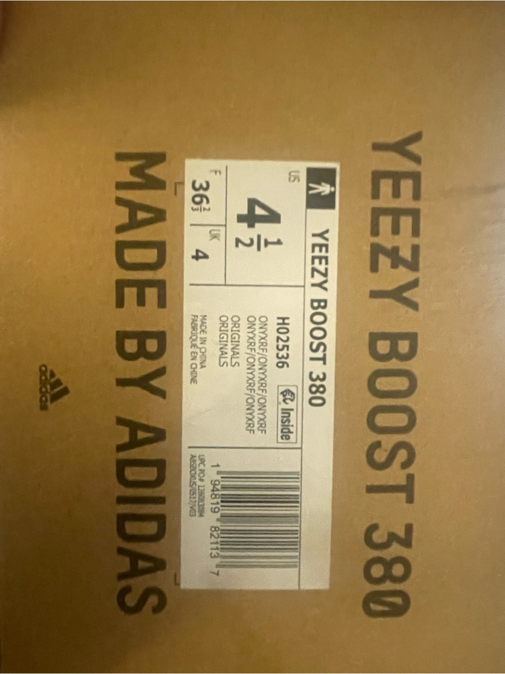 YEEZY BOOST 380 Shoe Box Label